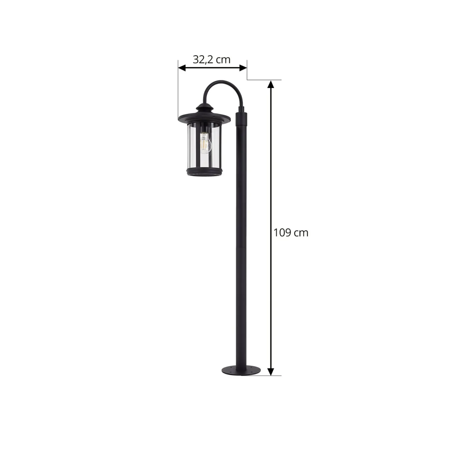Lindby Wegeleuchte Zayn, schwarz, Glas, Höhe 109 cm, IP65
