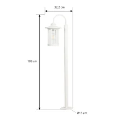 Lindby Wegeleuchte Zayn, weiß, Glas, Höhe 109 cm, IP65