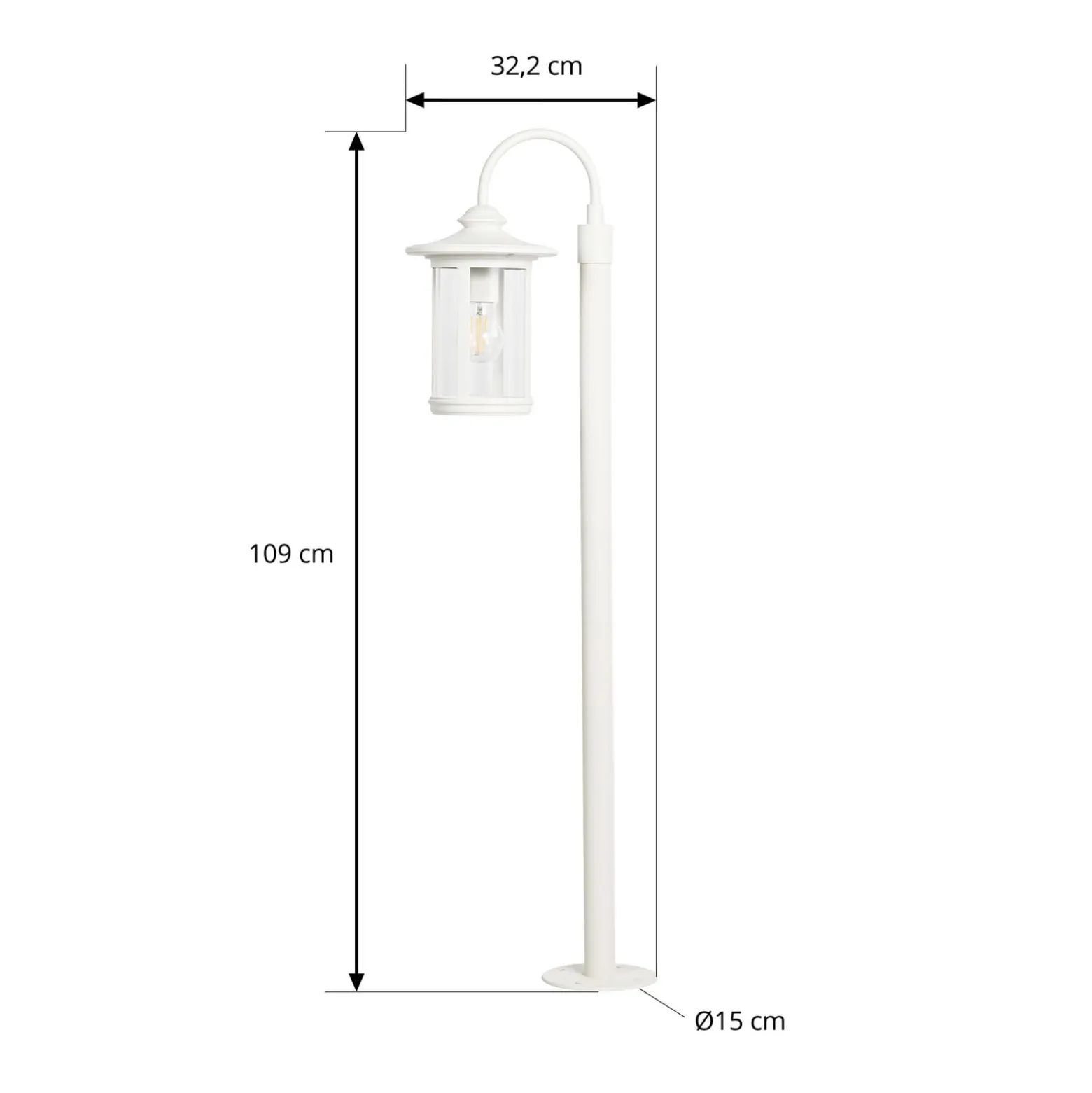 Lindby Wegeleuchte Zayn, weiß, Glas, Höhe 109 cm, IP65