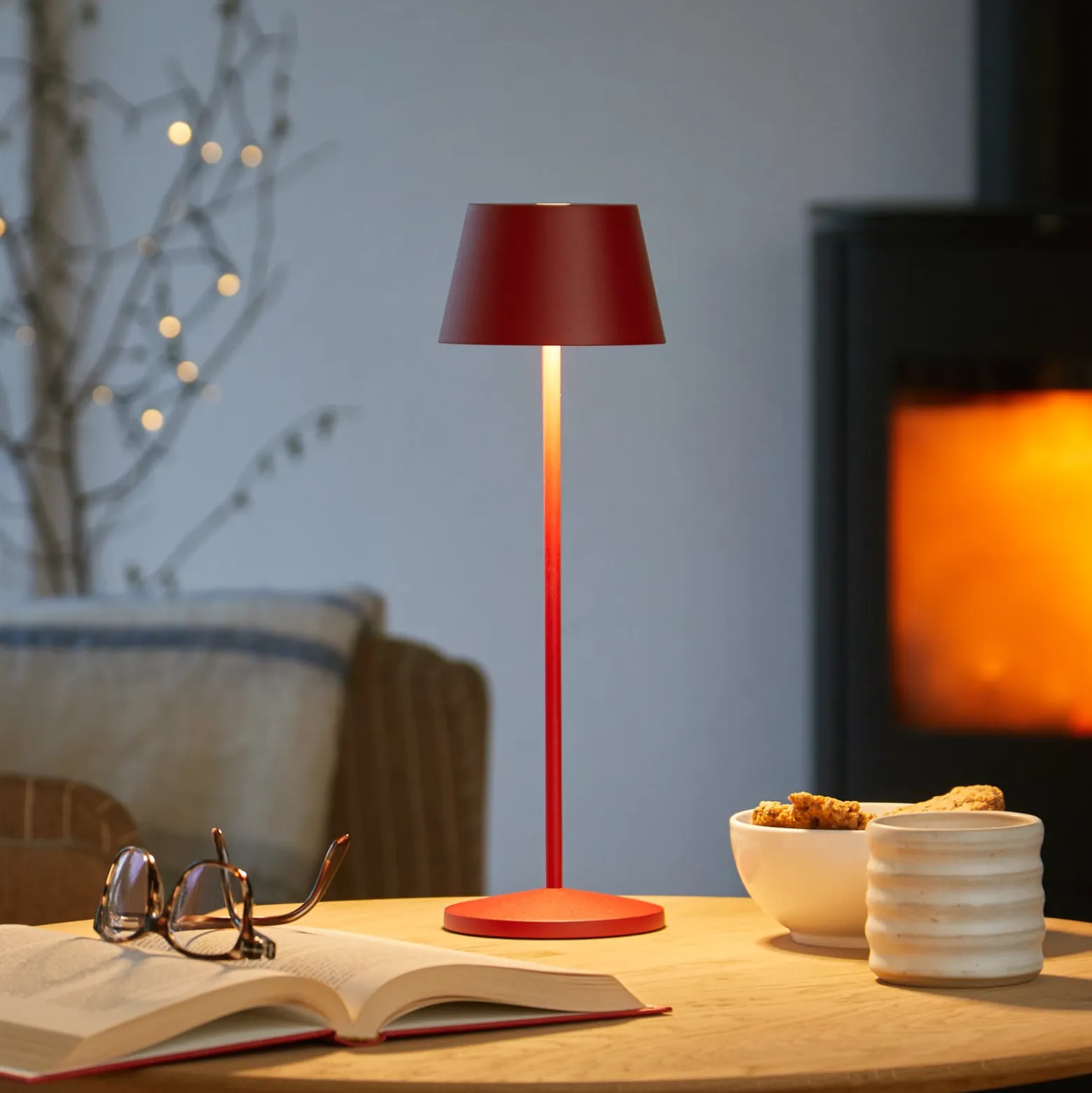 LOOM DESIGN LED-Akku-Terrassenlampe Modi rubinrot 36 cm CCT