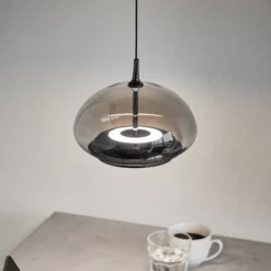 LOOM DESIGN LED-Hängelampe Avalon, schwarz/grau Ø 20 cm Glas