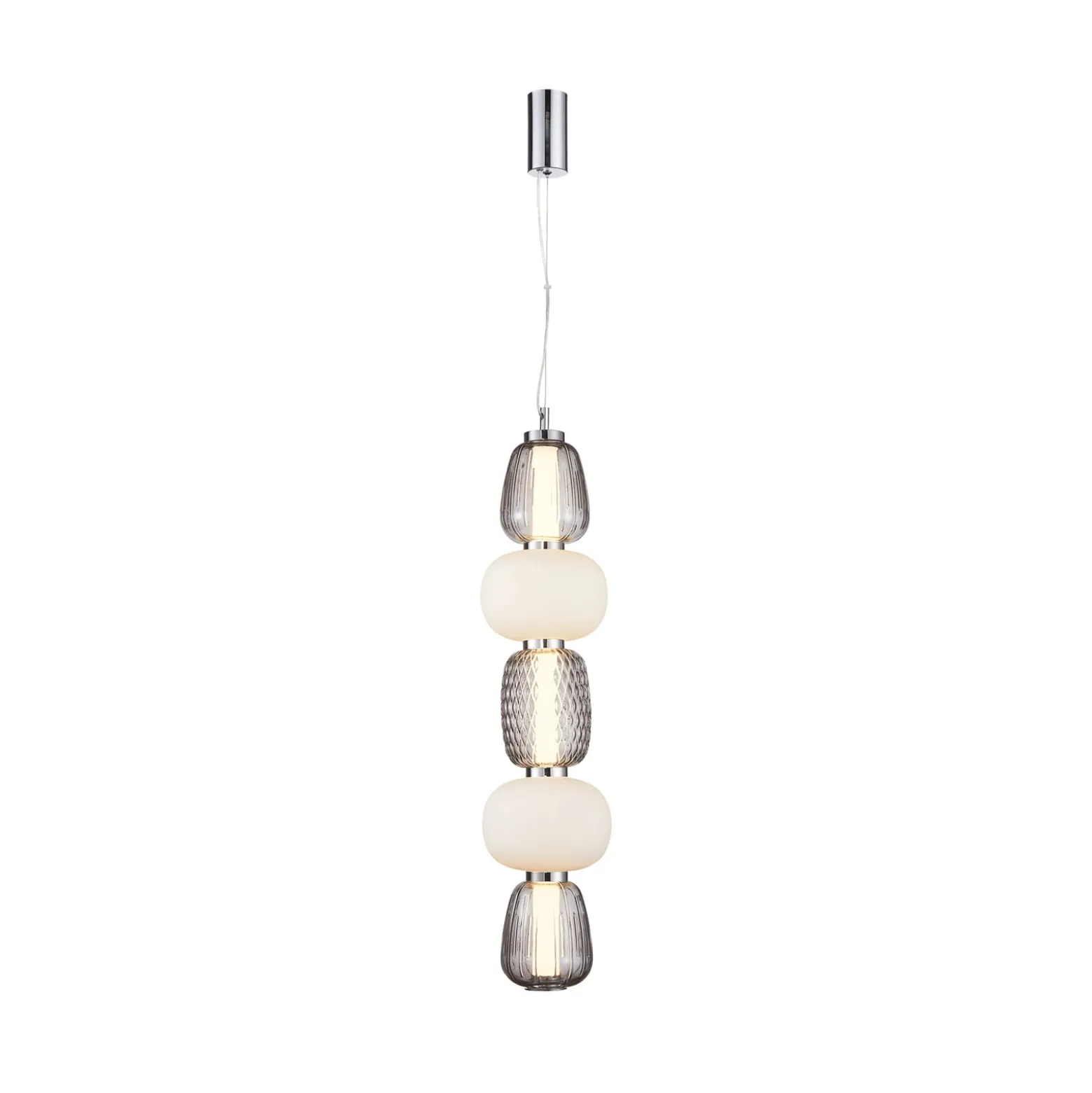 LOOM DESIGN LED-Hängelampe Pearl 5 grau/chrom Glas Höhe 78cm