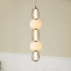 LOOM DESIGN LED-Hängelampe Pearl 5 grau/chrom Glas Höhe 78cm