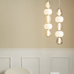 LOOM DESIGN LED-Hängelampe Pearl 5 grau/chrom Glas Höhe 78cm