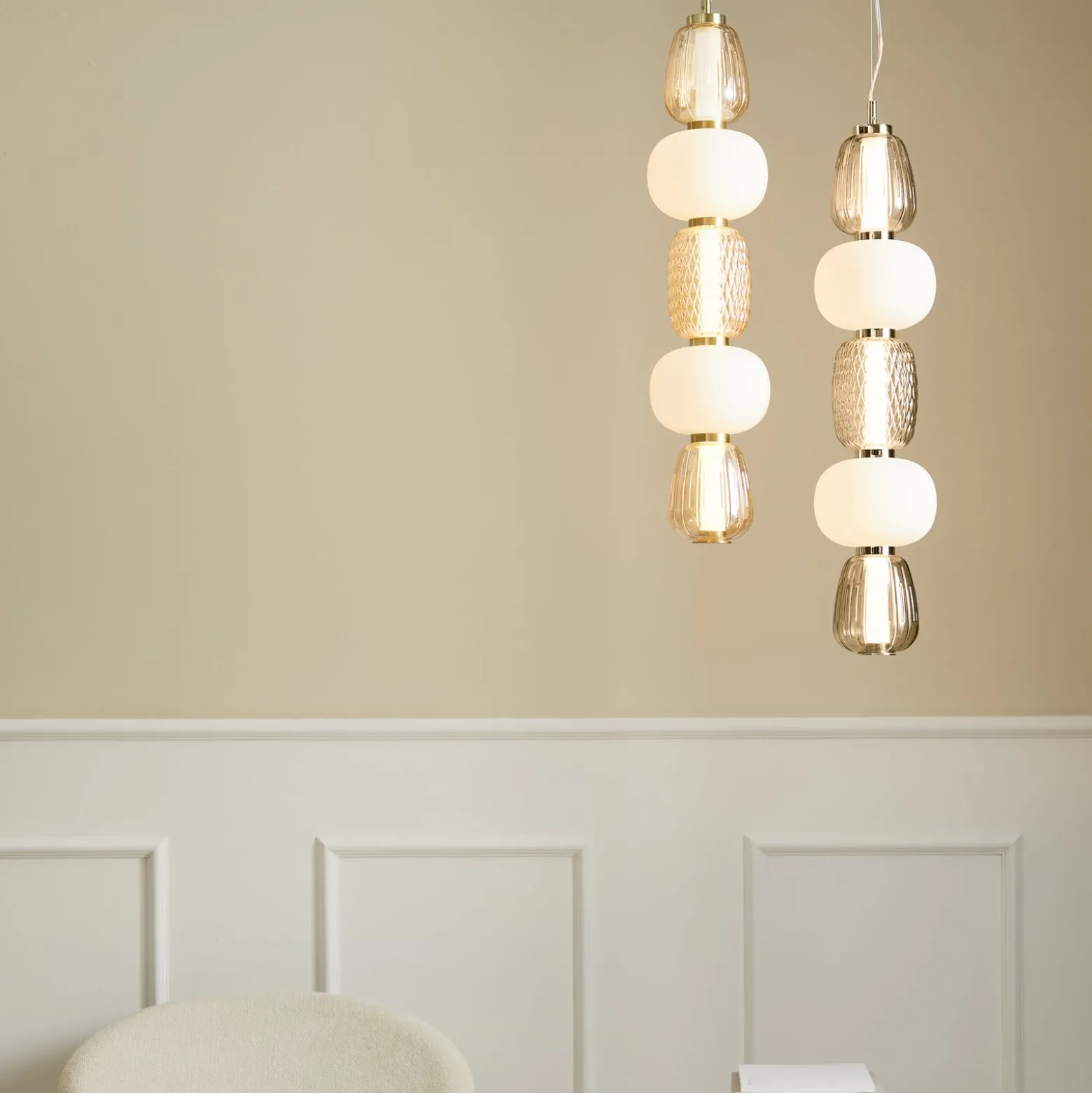 LOOM DESIGN LED-Hängelampe Pearl 5 grau/chrom Glas Höhe 78cm