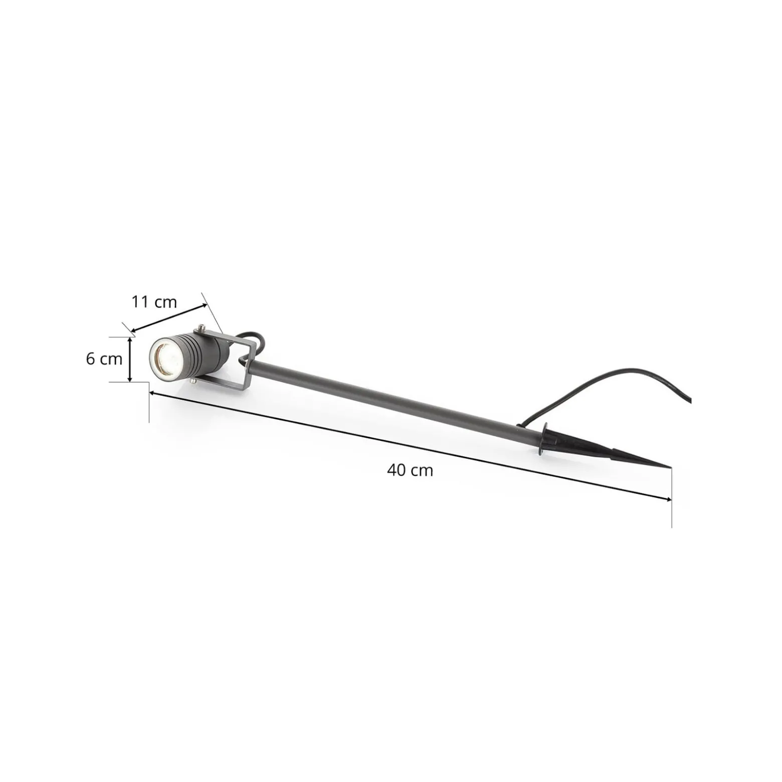 Lucande Außenstrahler Galina, Erdspieß, Stecker, grau, 40 cm