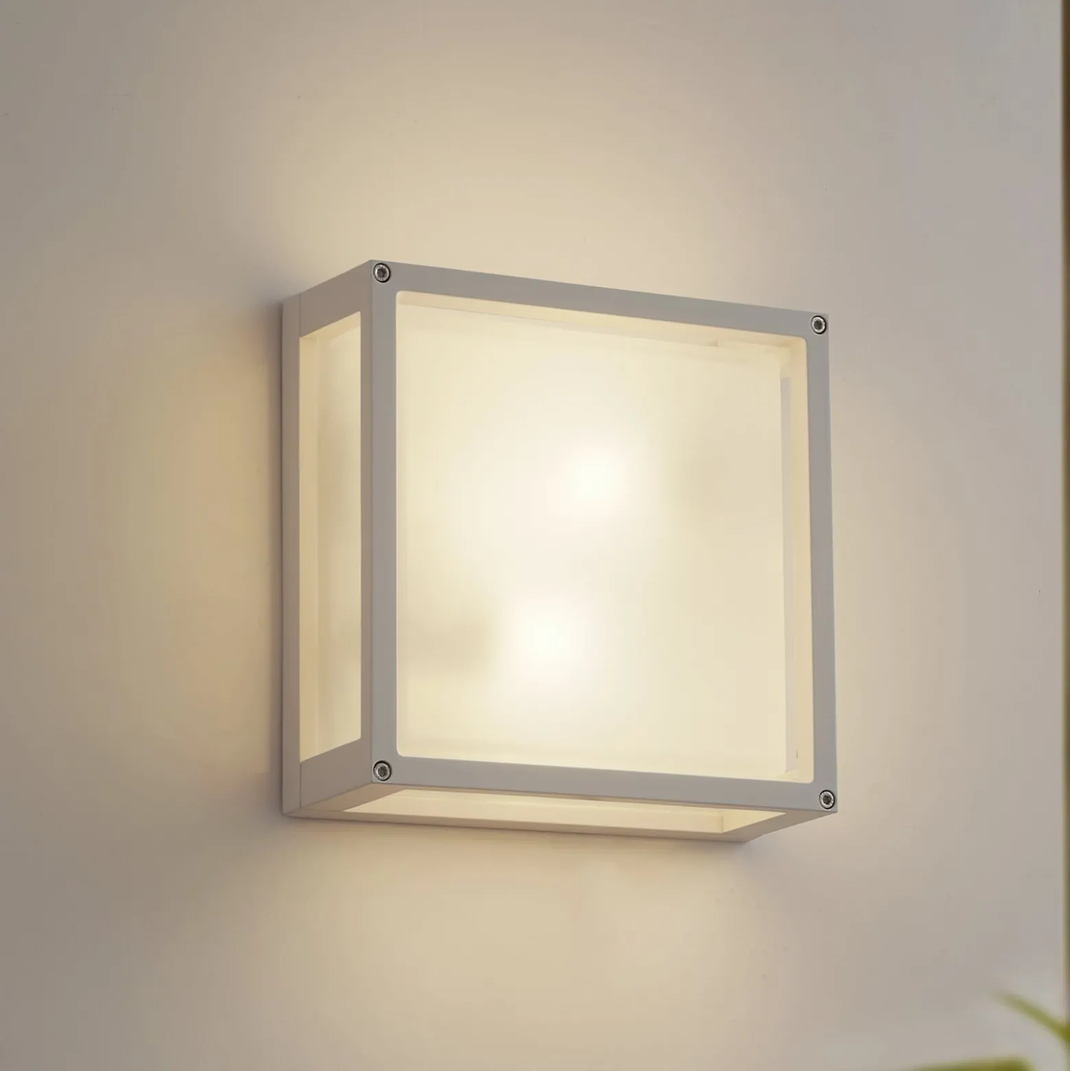 Lucande Außenwandlampe Aurelien, weiß, Sensor, 25 x 25 cm
