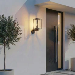 Lucande Außenwandlampe Ferda, Sensor Fassung oben, anthrazit