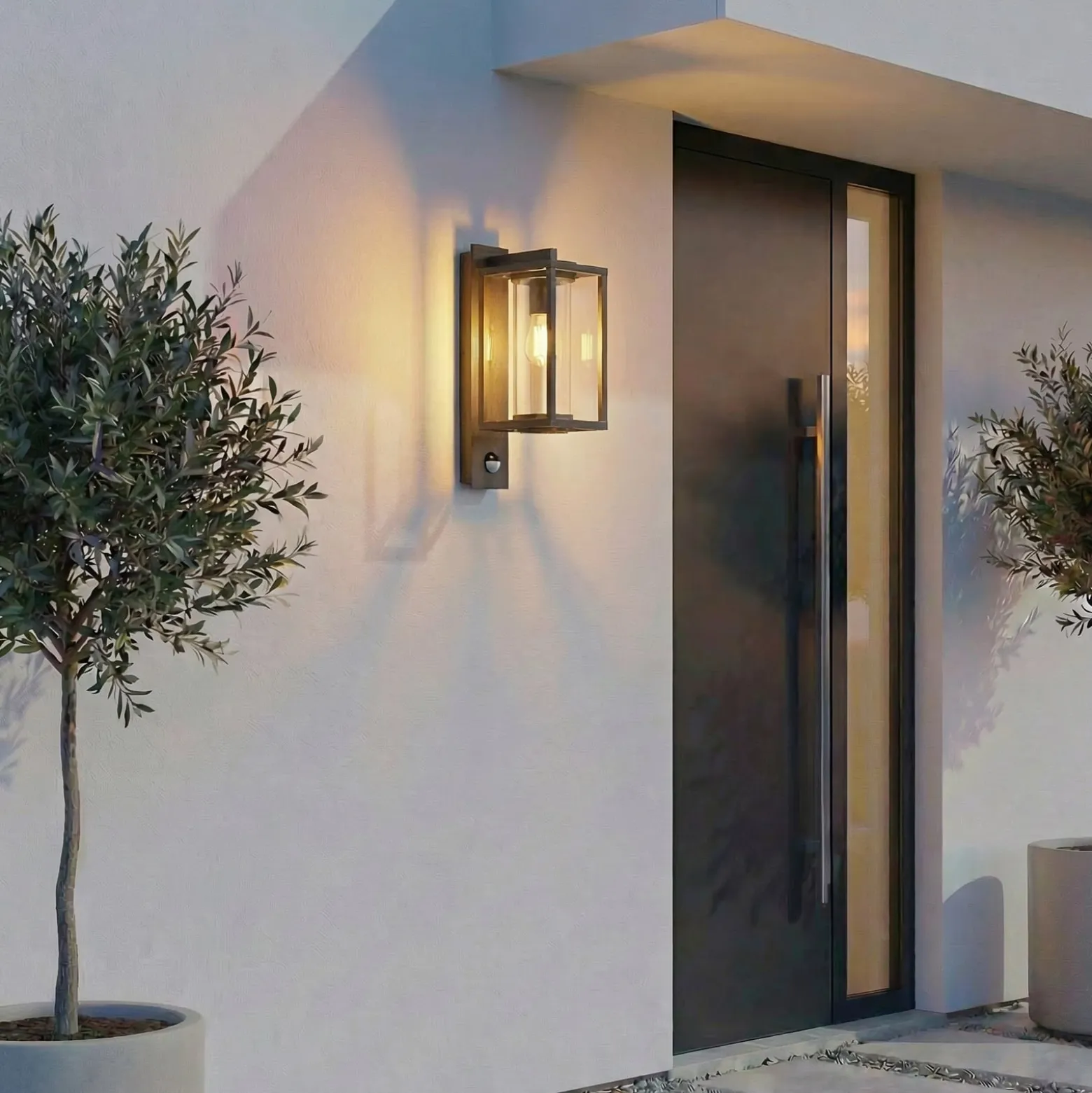 Lucande Außenwandlampe Ferda, Sensor Fassung unten anthrazit