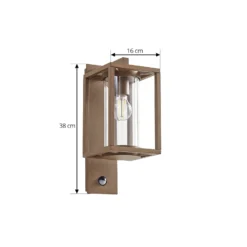 Lucande Außenwandlampe Ferda, Sensor, Fassung unten, braun