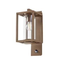 Lucande Außenwandlampe Ferda, Sensor, Fassung unten, braun