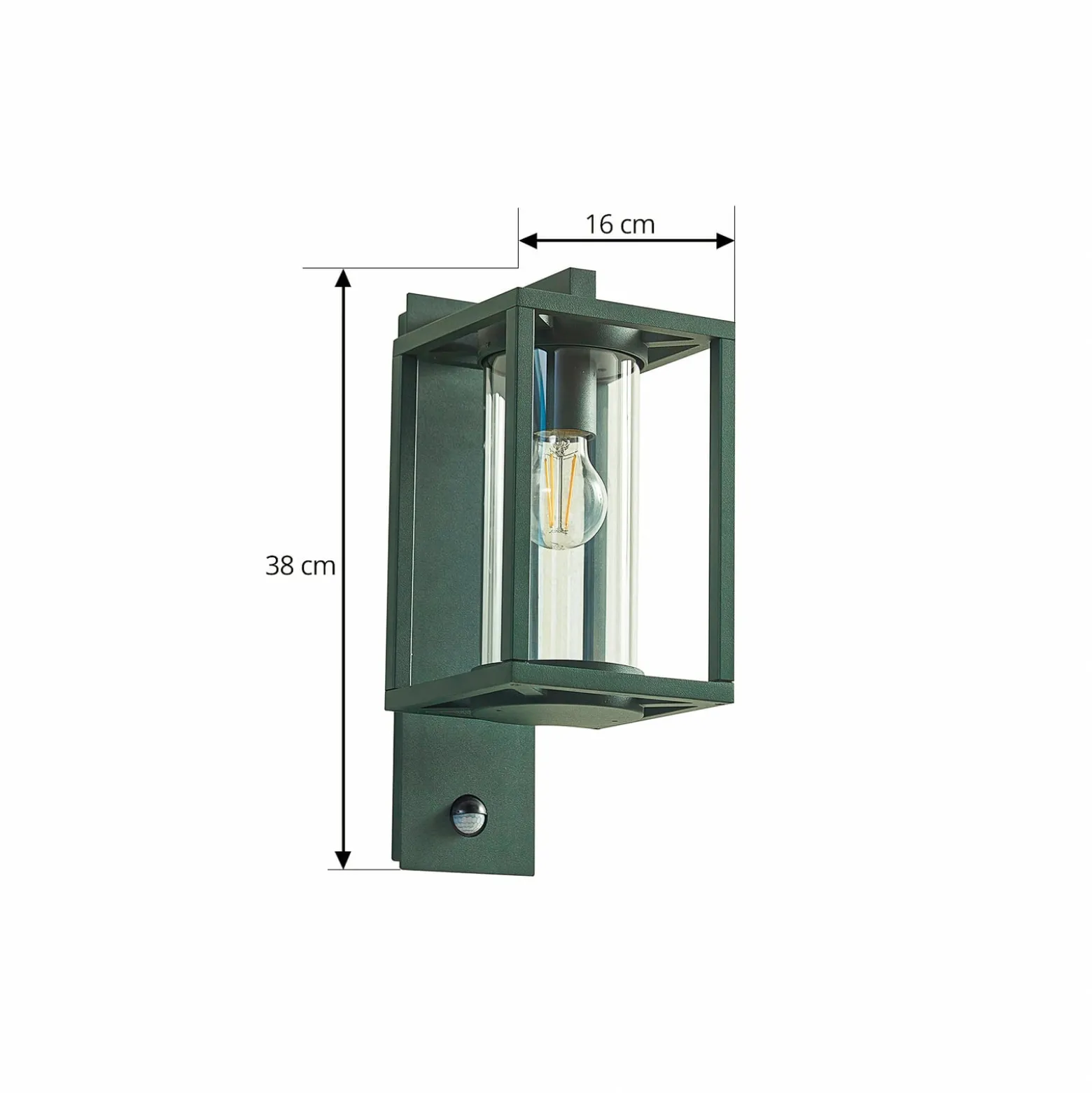 Lucande Außenwandlampe Ferda, Sensor Fassung unten, grün