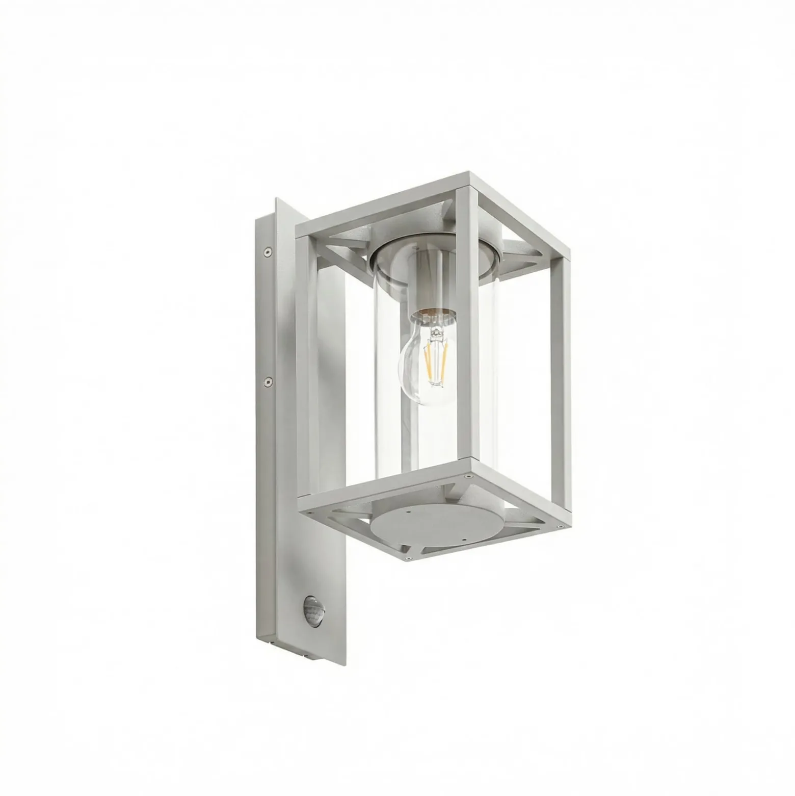 Lucande Außenwandlampe Ferda, Sensor, Fassung unten hellgrau
