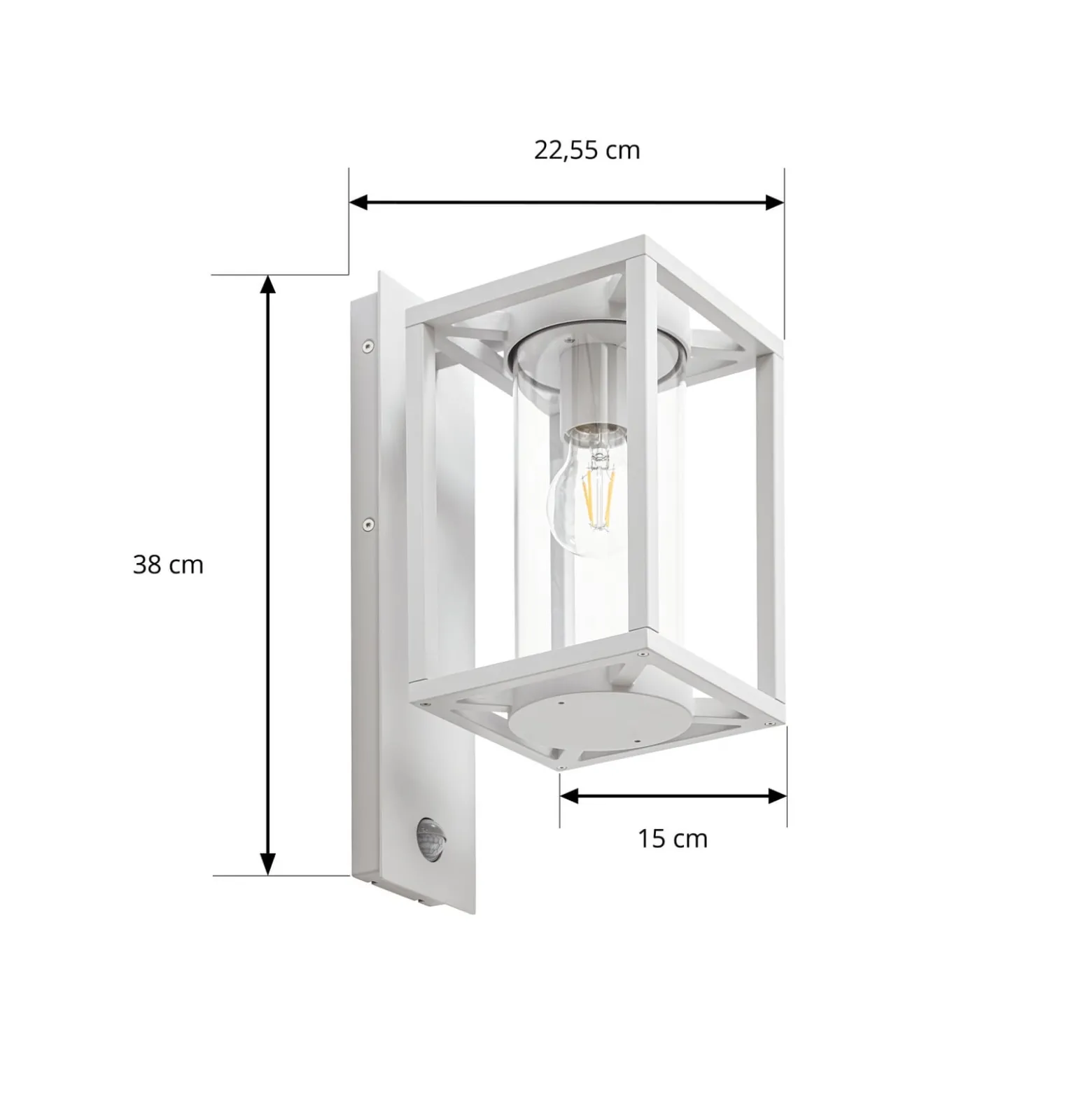 Lucande Außenwandlampe Ferda, Sensor, Fassung unten hellgrau