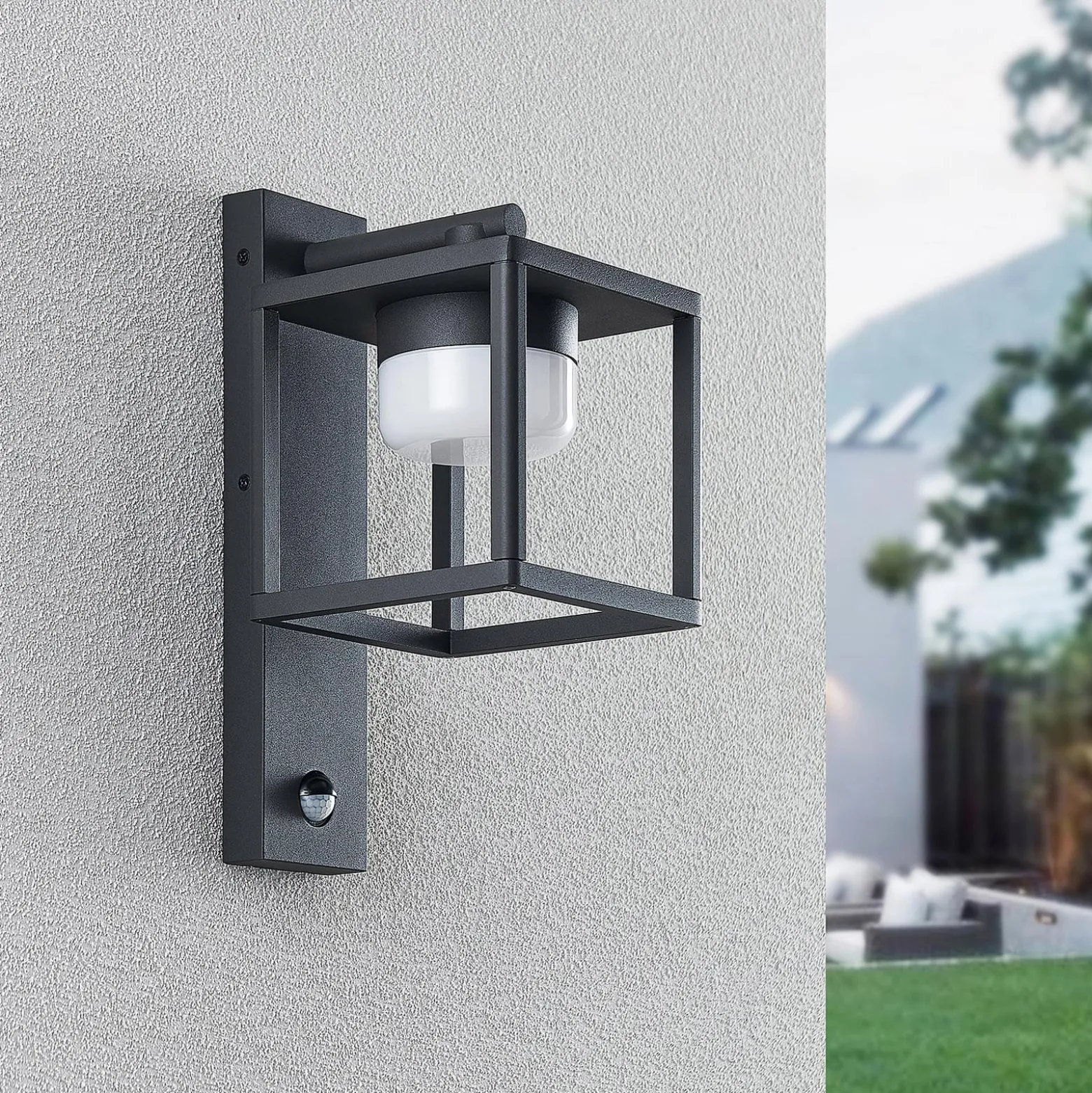 Lucande Außenwandlampe Timio, Downlight, Sensor, GX53, IP44
