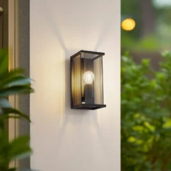 Lucande Außenwandleuchte Annalea, rauchgrau, IP54, Sensor