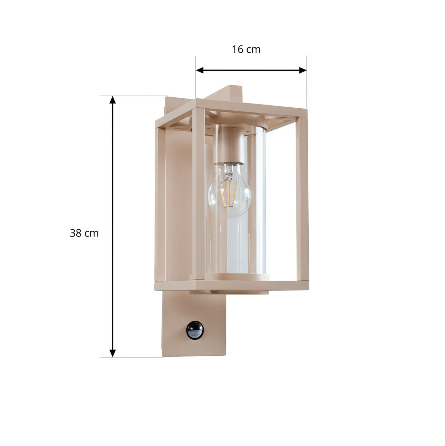 Lucande Außenwandleuchte Ferda, Sensor, Fassung unten, beige