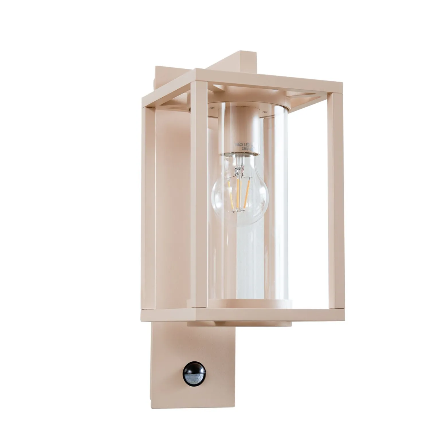 Lucande Außenwandleuchte Ferda, Sensor, Fassung unten, beige