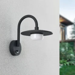 Lucande Außenwandleuchte Zamalino, 31 cm, anthrazit, Sensor