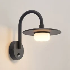 Lucande Außenwandleuchte Zamalino, 31 cm, anthrazit, Sensor
