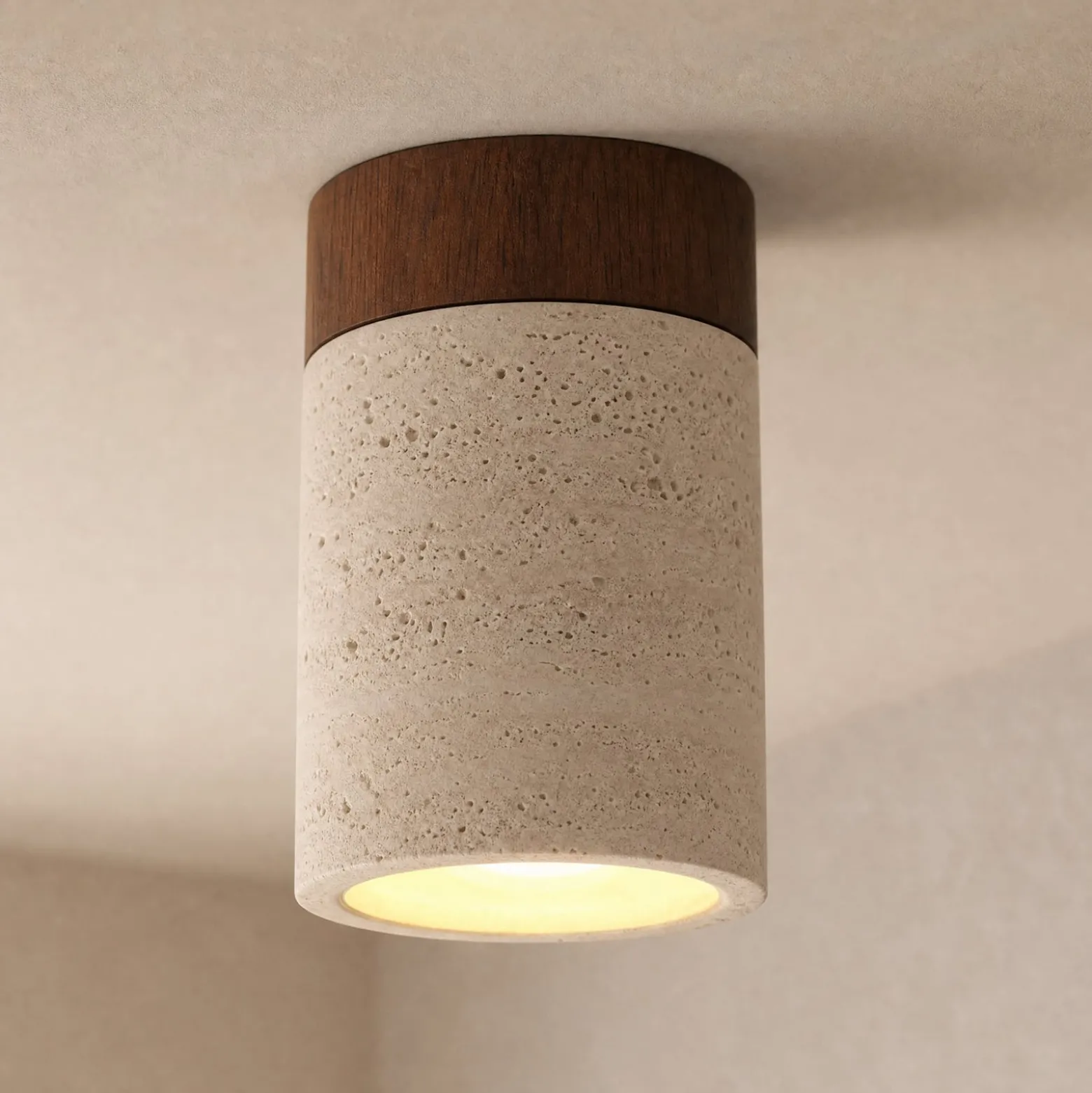 Lucande Deckenleuchte Carlotta, Ø 12 cm, beige, Beton, E27