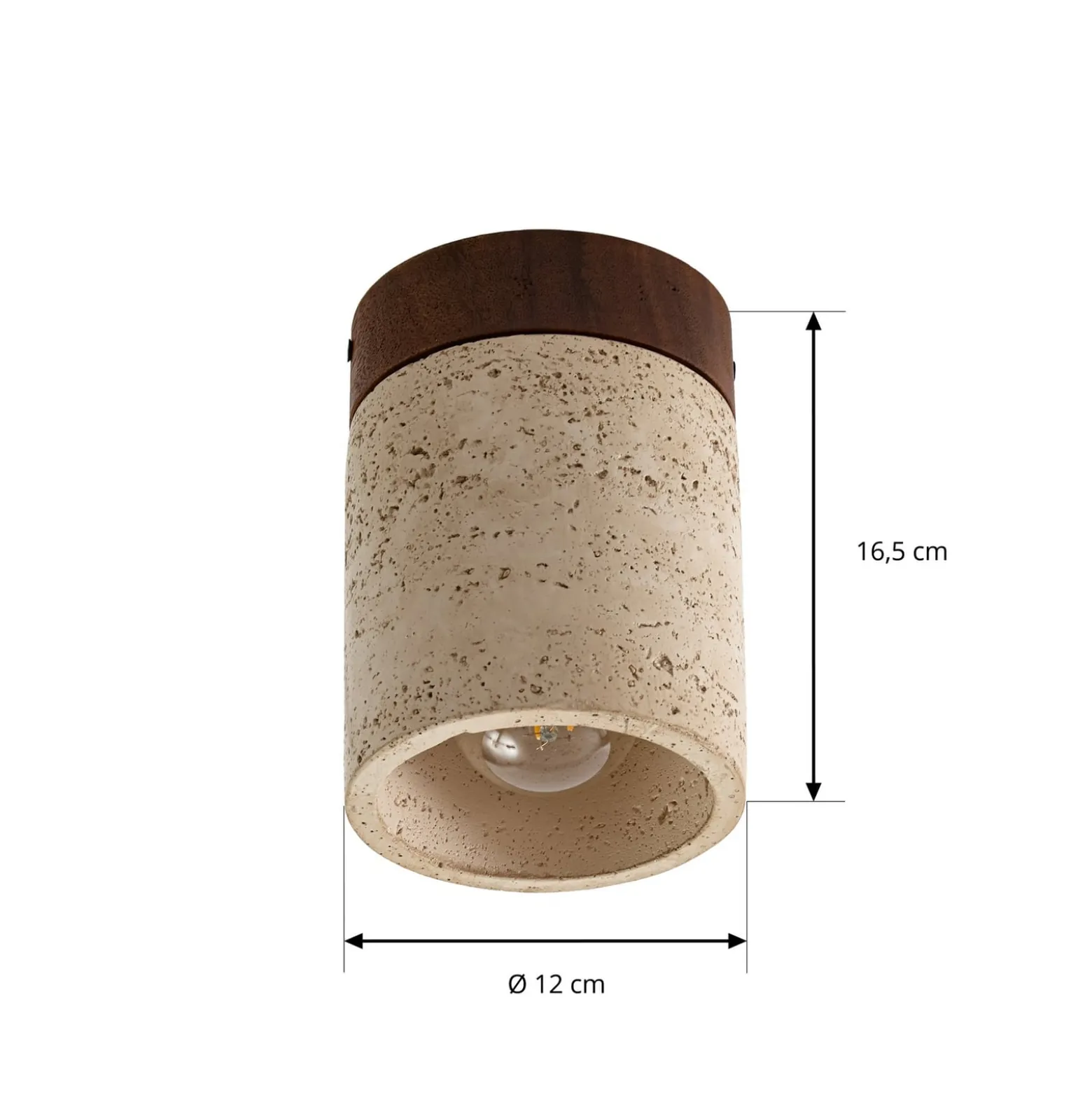Lucande Deckenleuchte Carlotta, Ø 12 cm, beige, Beton, E27