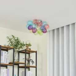Lucande Deckenleuchte Diborah, bunt, Glas, Ø 50 cm, G9