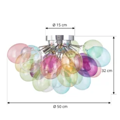 Lucande Deckenleuchte Diborah, bunt, Glas, Ø 50 cm, G9