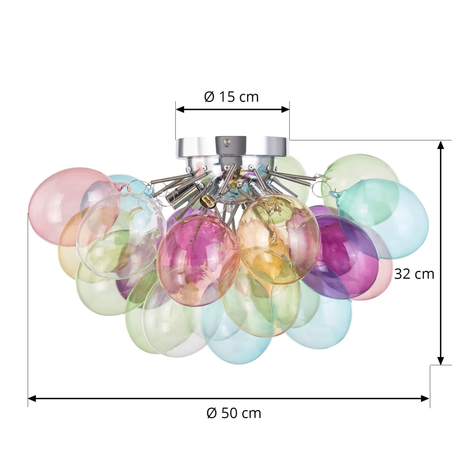 Lucande Deckenleuchte Diborah, bunt, Glas, Ø 50 cm, G9