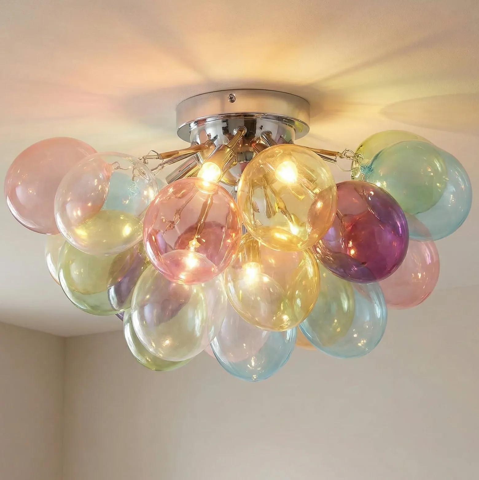Lucande Deckenleuchte Diborah, bunt, Glas, Ø 50 cm, G9