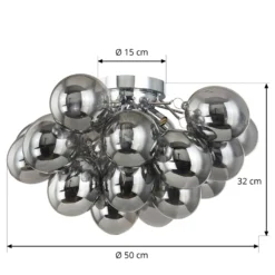 Lucande Deckenleuchte Diborah, rauchgrau, Glas, Ø 50 cm, G9