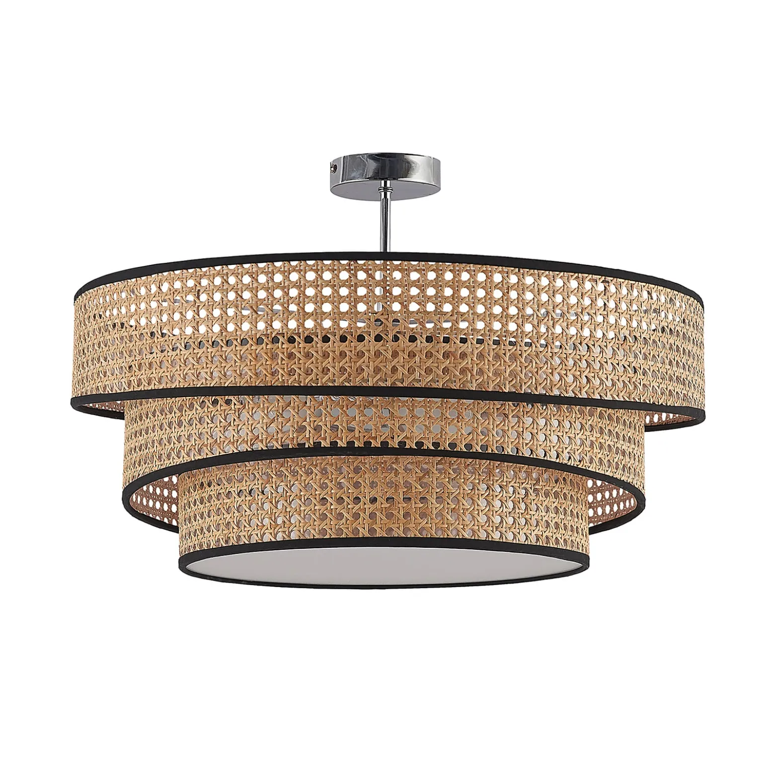 Lucande Deckenleuchte Elowen, Ø 56 cm, Rattan, Bambus