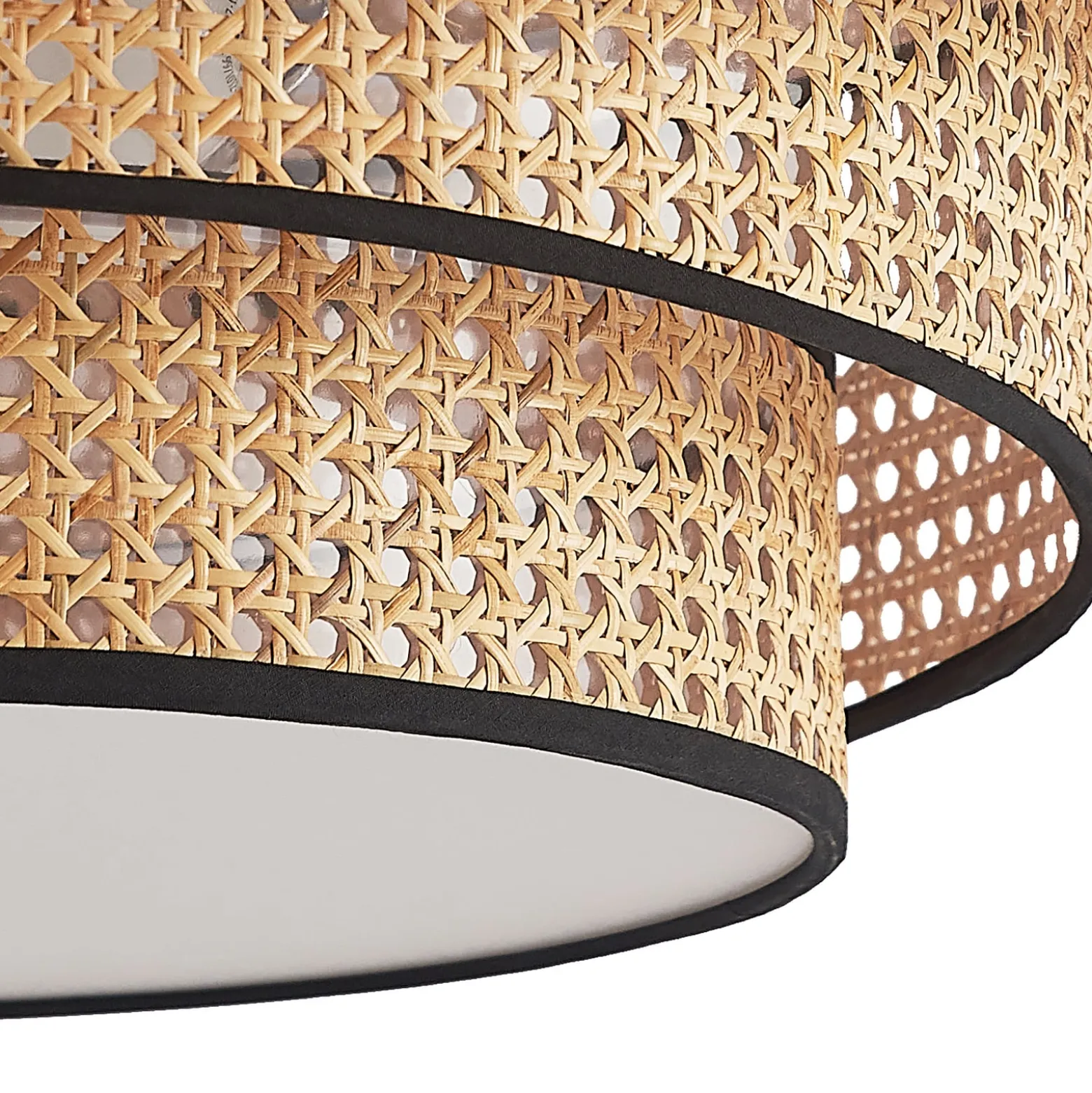 Lucande Deckenleuchte Elowen, Ø 56 cm, Rattan, Bambus