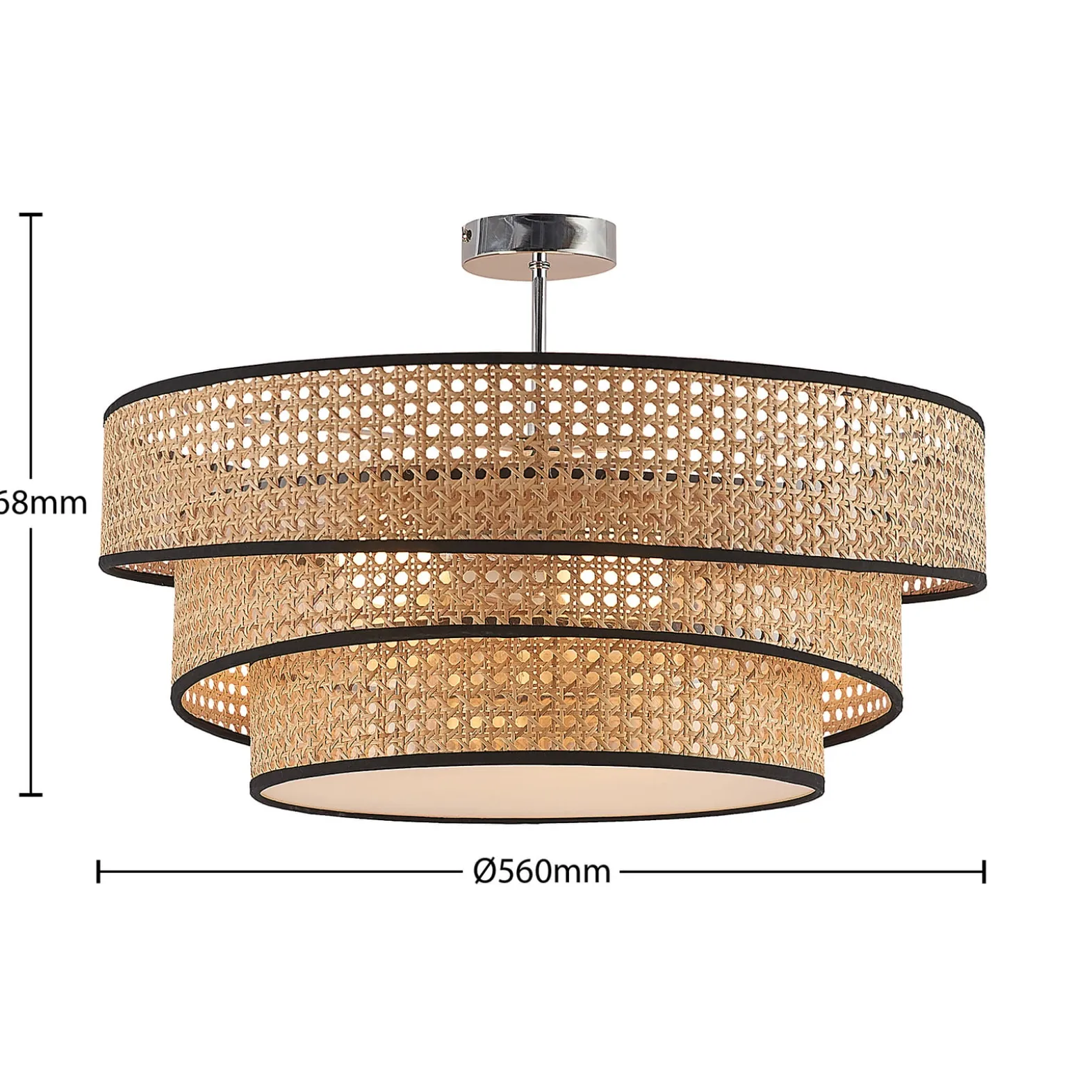 Lucande Deckenleuchte Elowen, Ø 56 cm, Rattan, Bambus