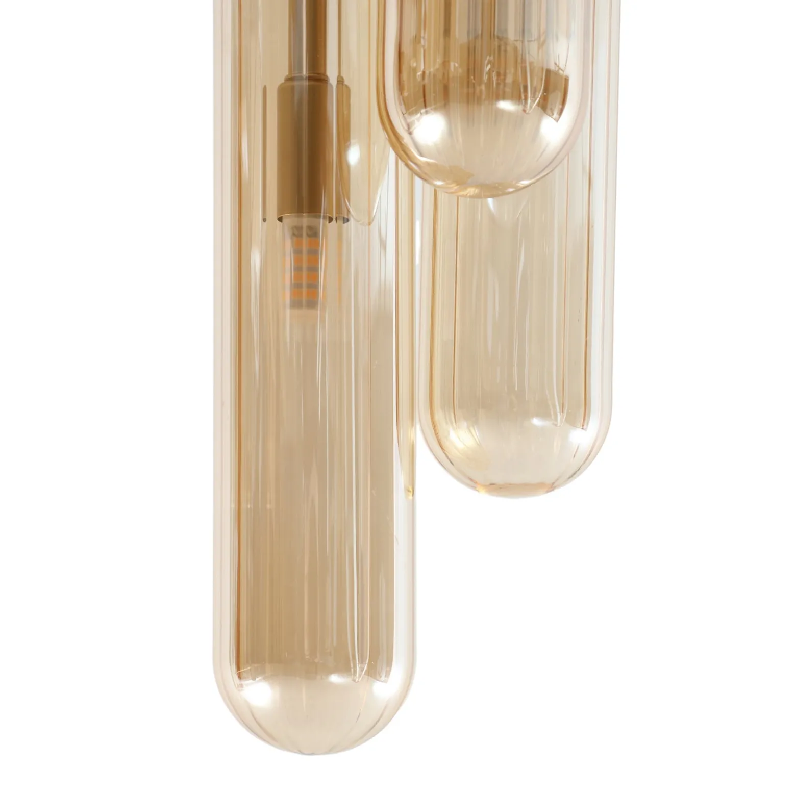 Lucande Deckenleuchte Freylin, 3-flammig, amber, Glas, 15 cm