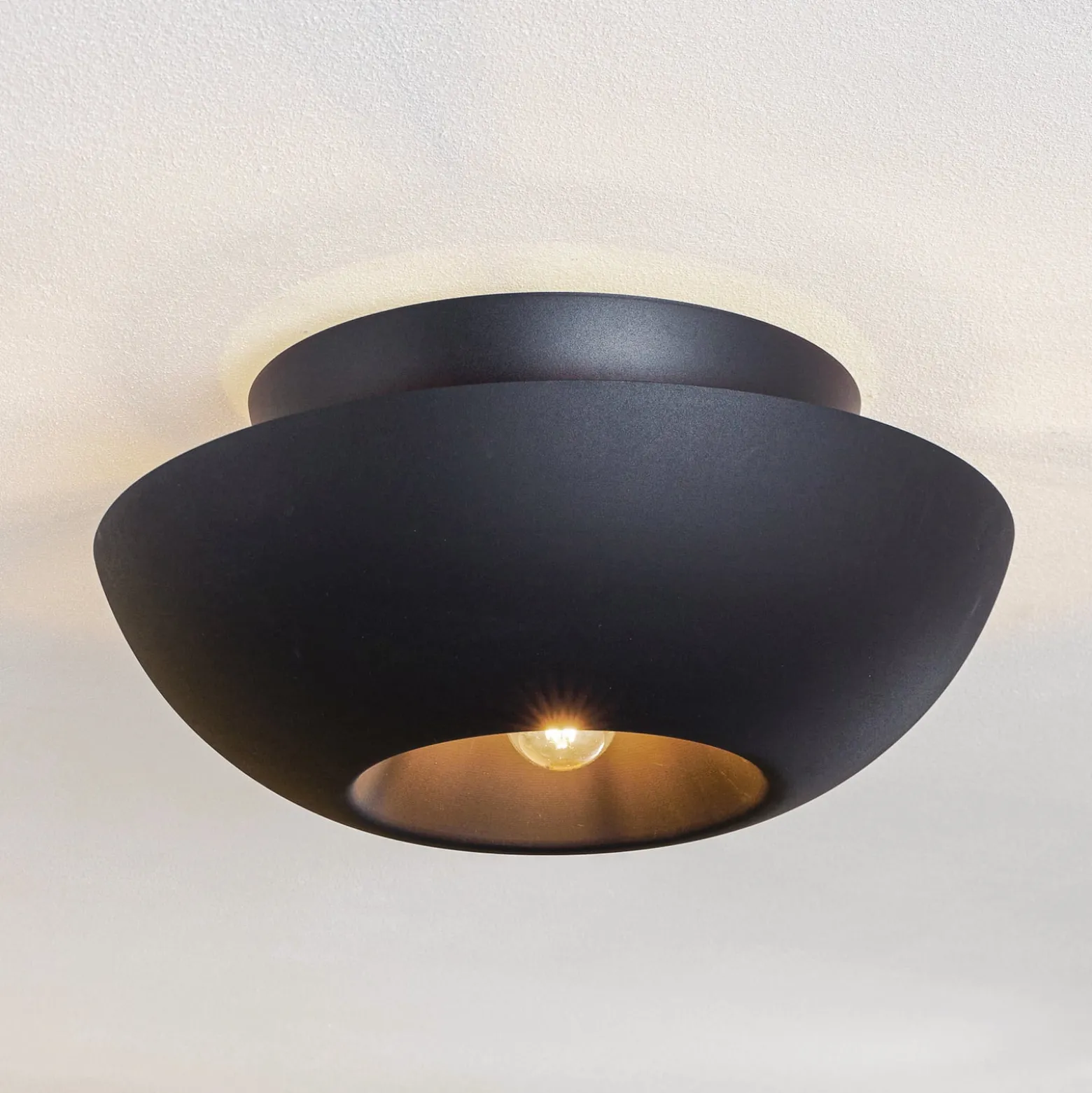 Lucande Deckenleuchte Kellina, Ø 48 cm, schwarz, Metall