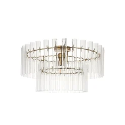 Lucande Deckenleuchte Leanna, klar/messing, Ø 54 cm, Glas