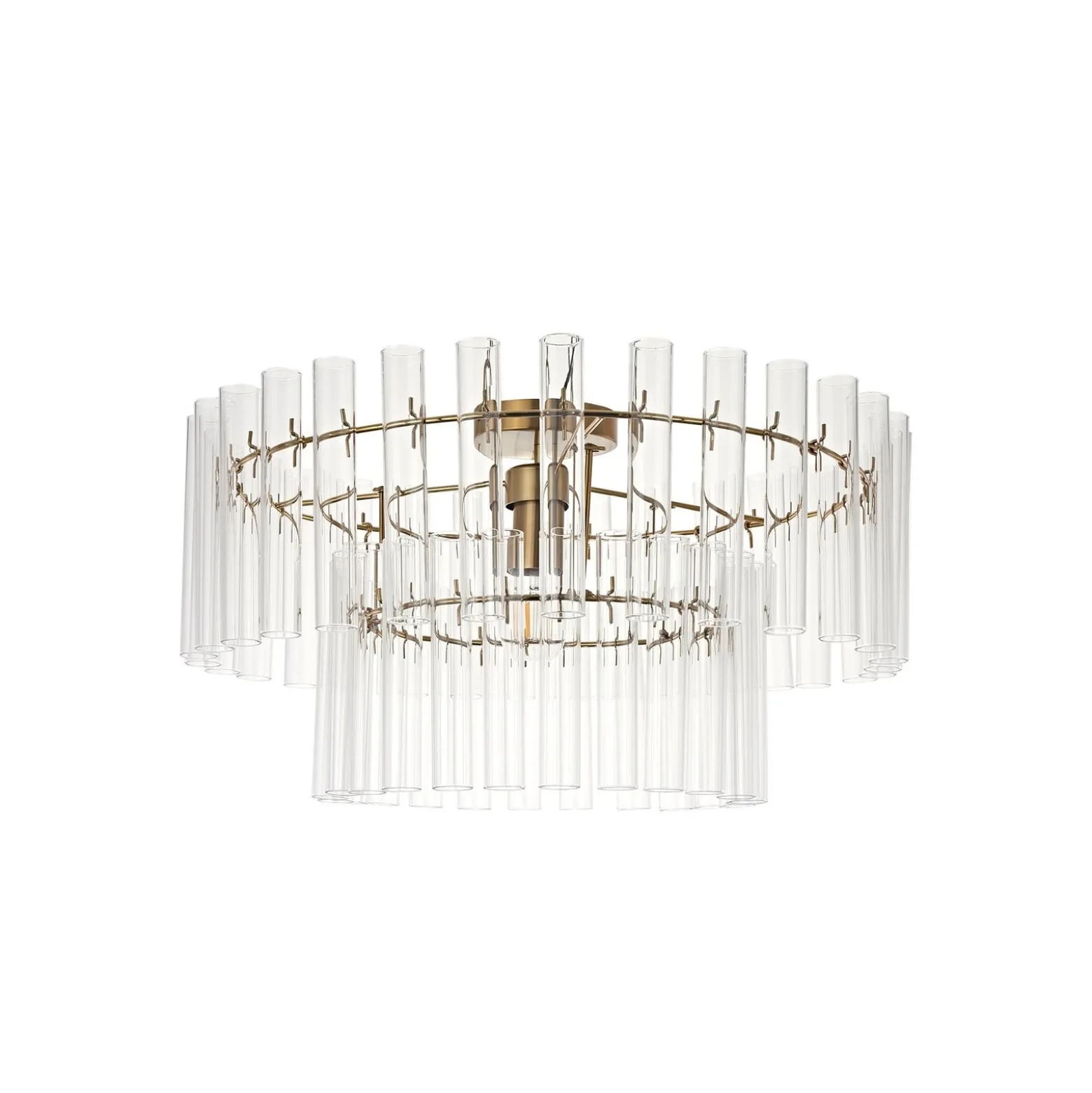 Lucande Deckenleuchte Leanna, klar/messing, Ø 54 cm, Glas
