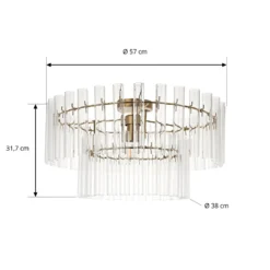 Lucande Deckenleuchte Leanna, klar/messing, Ø 54 cm, Glas