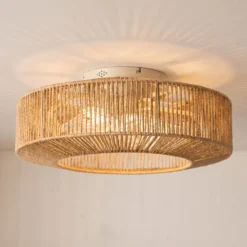 Lucande Deckenventilator mit Licht Raveni, Ø 50 cm, Hanfseil