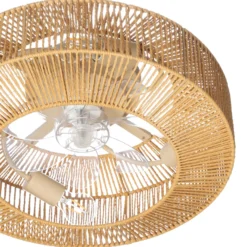 Lucande Deckenventilator mit Licht Raveni, Ø 50 cm, Hanfseil