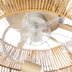 Lucande Deckenventilator mit Licht Raveni, Ø 50 cm, Hanfseil