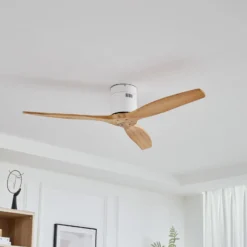 Lucande Deckenventilator Vindur, weiß, Holz, DC, leise