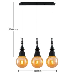 Lucande Gesja Pendellampe, 3-fl., lang, schwarz