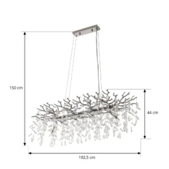 Lucande Hängeleuchte Bellora, 101 cm, Edelstahl, Kristall