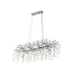Lucande Hängeleuchte Bellora, 101 cm, Edelstahl, Kristall
