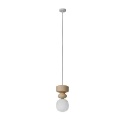 Lucande Hängeleuchte Fidelo, weiß/gelb, Glas, Keramik, 18 cm