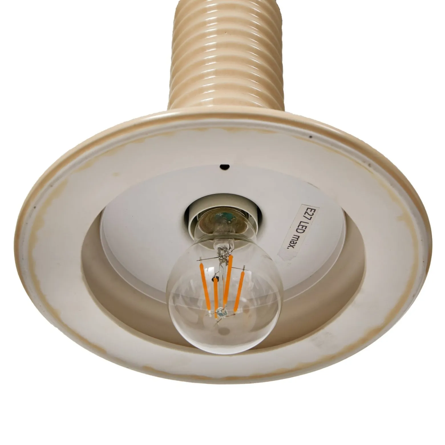 Lucande Hängeleuchte Florine, beige/opal, Keramik, Glas