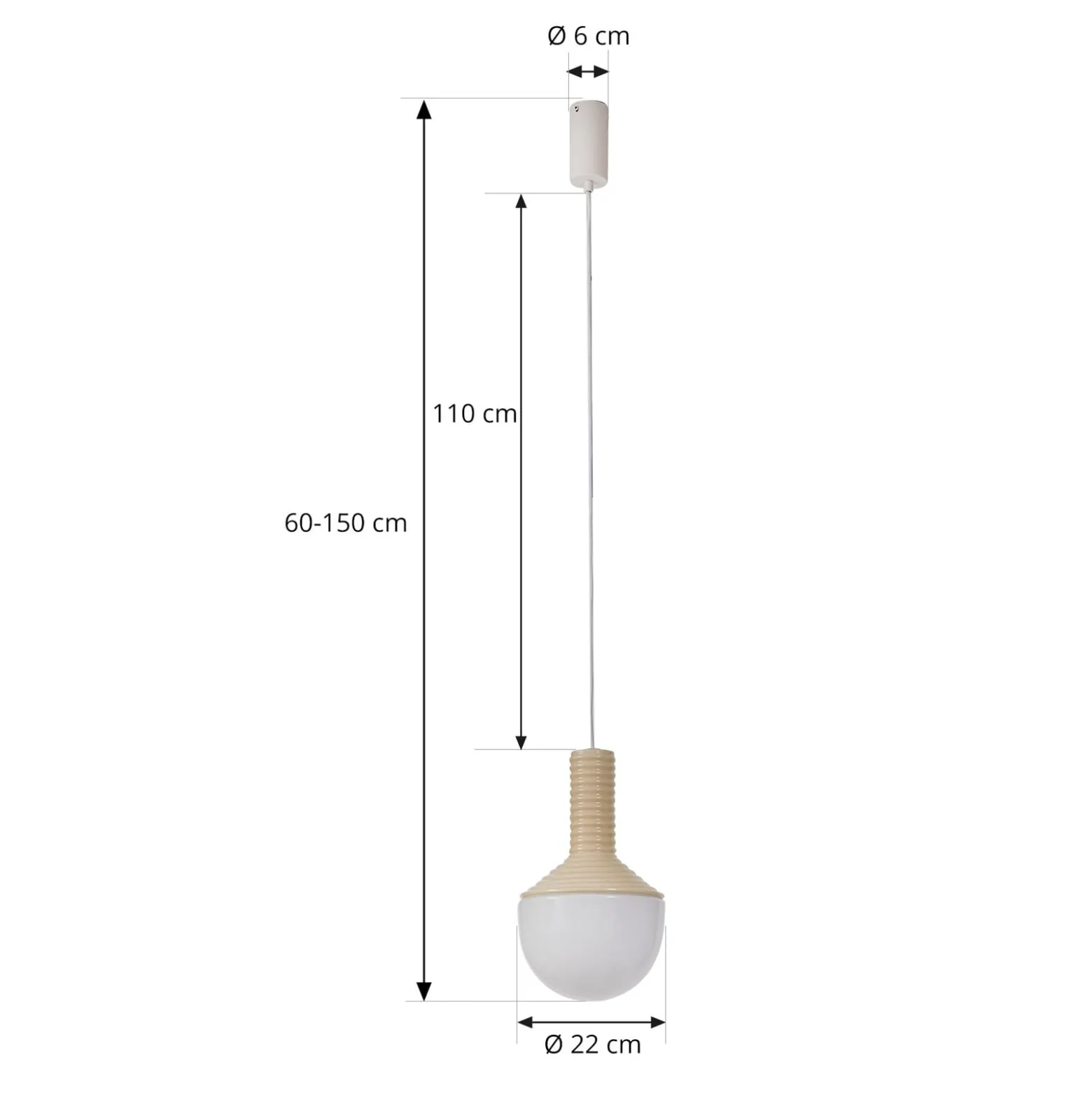 Lucande Hängeleuchte Florine, beige/opal, Keramik, Glas