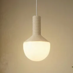 Lucande Hängeleuchte Florine, beige/opal, Keramik, Glas